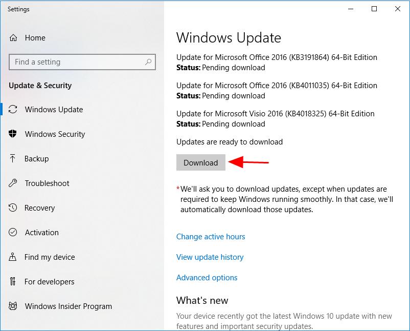 اجرا Windows Update