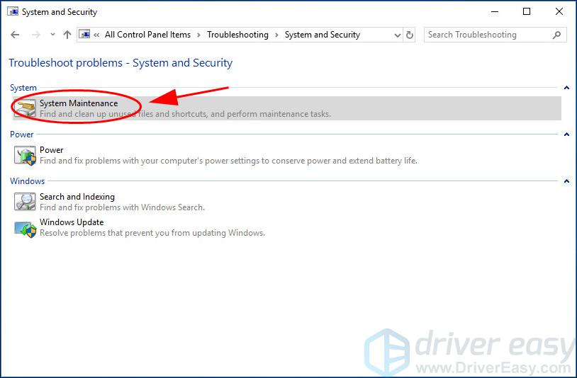 کنترل پنل System and Security