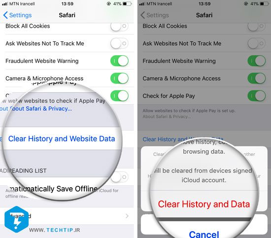 پاک کردن کش و حافظه موقت مرورگر سافاری