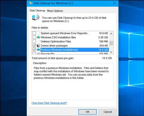 آموزش پاک کردن فولدر Windows.old با برنامه Disk Cleanup