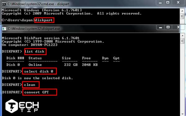 تبدیل دیسک MBR به GPT با استفاده از خط فرمان CMD