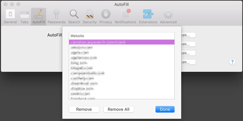 داده های AutoFill را حذف کنید