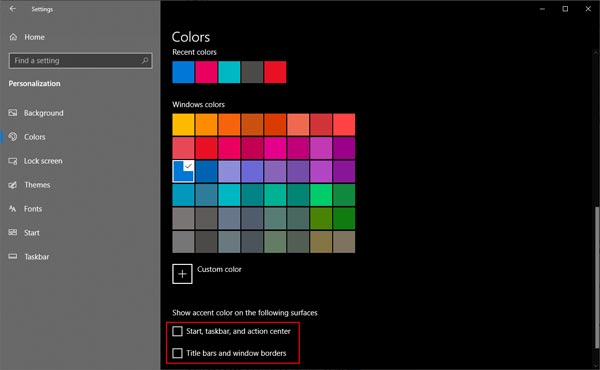 رنگ های مورد نظر را برای تم ویندوز 10 انتخاب کنید