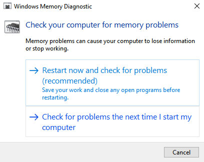 2- تشخیص حافظه ویندوز ( Windows Memory Diagnostic )