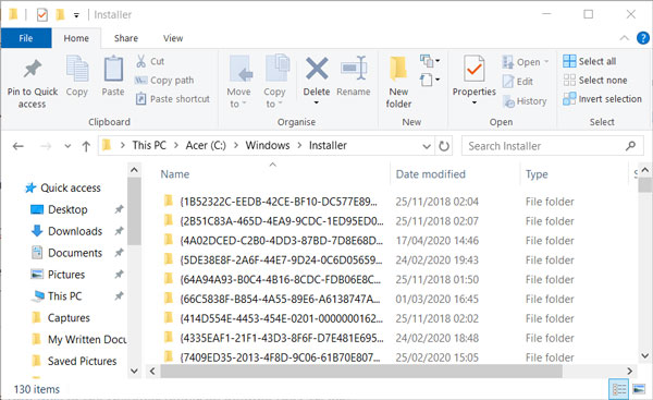 حذف فایل های msi.tmp از پوشه Installer