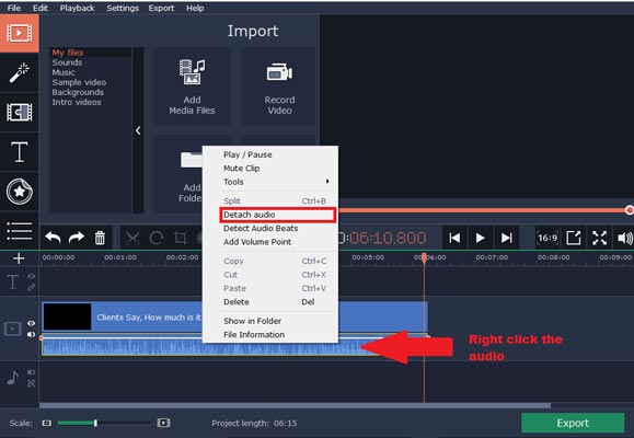 نحوه حذف صدای ویدئو با استفاده از Movavi Video Editor