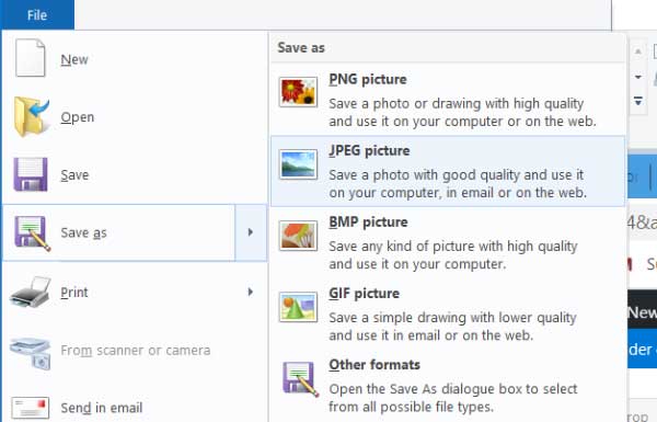 فایل ذخیره شده PNG را به JPEG تبدیل کنید