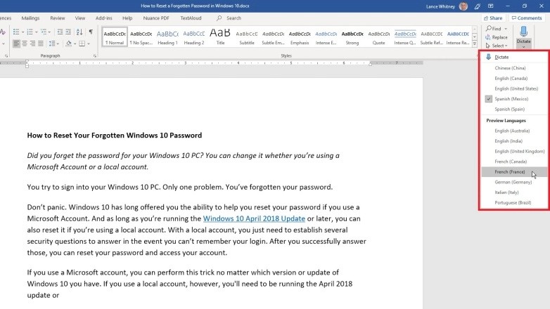 How to Dictate Text in Microsoft Office