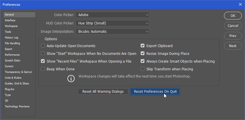 How to Reset Photoshop Preferences to Default