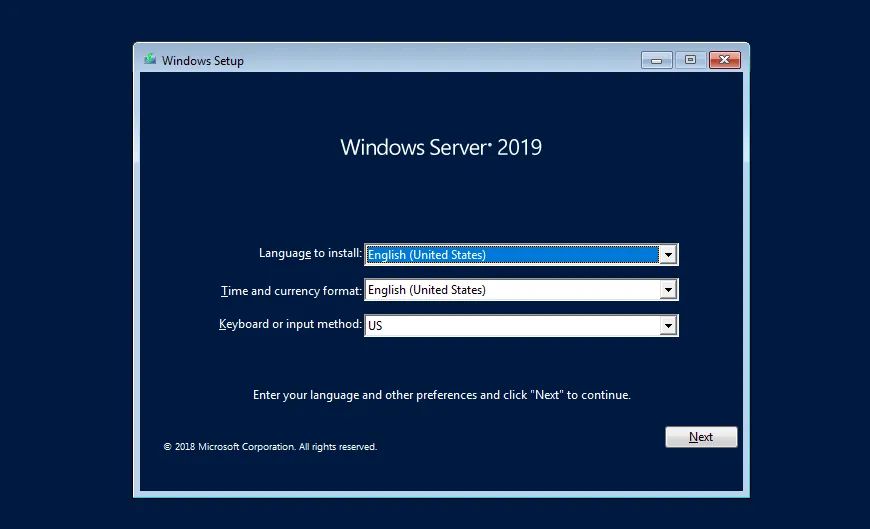 Windows Server 2019 را نصب کنید