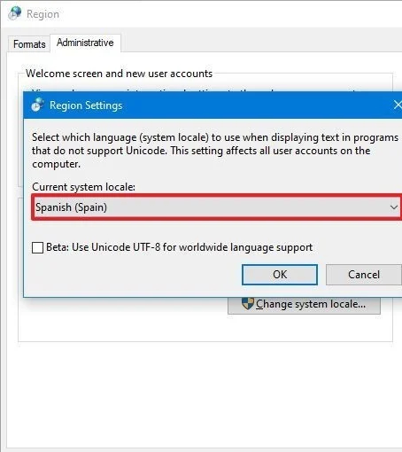 change system language on Windows 10