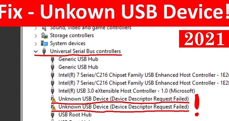 ارور Unknown USB Device