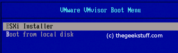 بوت منو VMware VMvisor