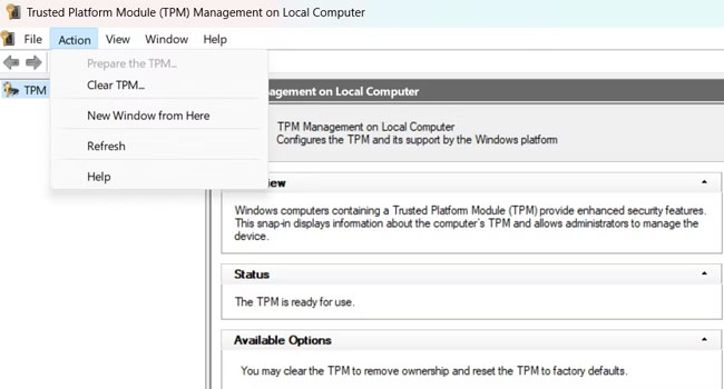 تنظیمات TMP در ویندوز