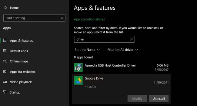 Google Drive را در رایانه های Windows حذف کنید