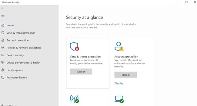 اجرای Windows Security در ویندوز