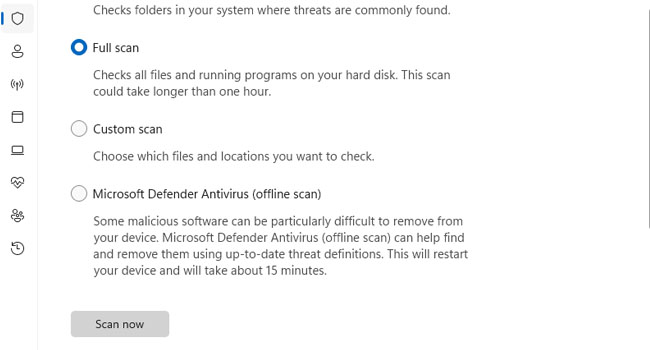 محیط کاربری Windows Security