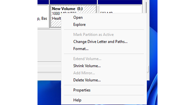 حذف درایو هارد دیسک در ویندوز 11 با استفاده از ابزار disk management