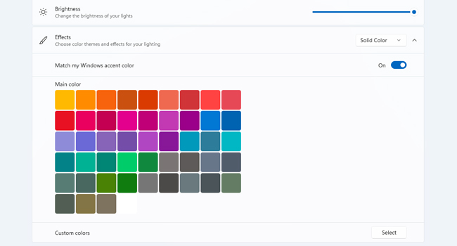 پیکربندی تنظیمات نور RGB در ویندوز 11