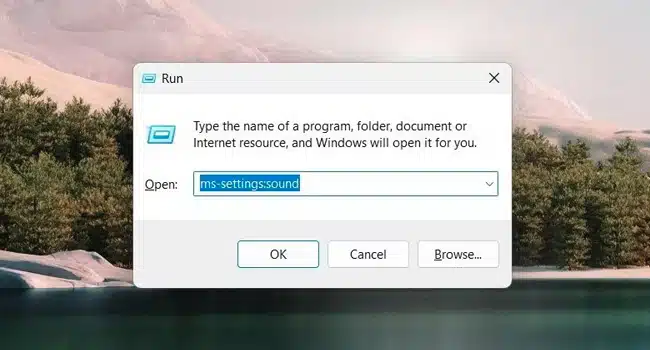 باز کردن برنامه تنظیمات صدا با استفاده از ابزار Run