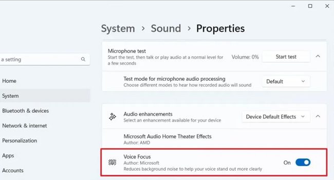 نحوه فعال کردن voice focus در ویندوز 11