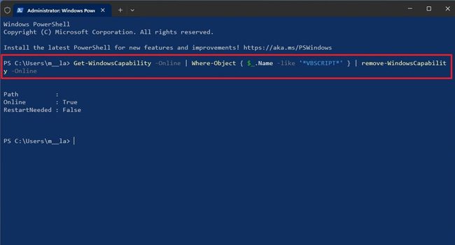 نحوه حذف VBScript در ویندوز 11 با استفاده از برنامه پاورشل