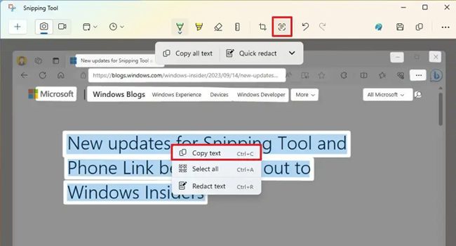 استخراج متن از تصویر در ویندوز 11 با استفاده از ابزار Snipping Tool
