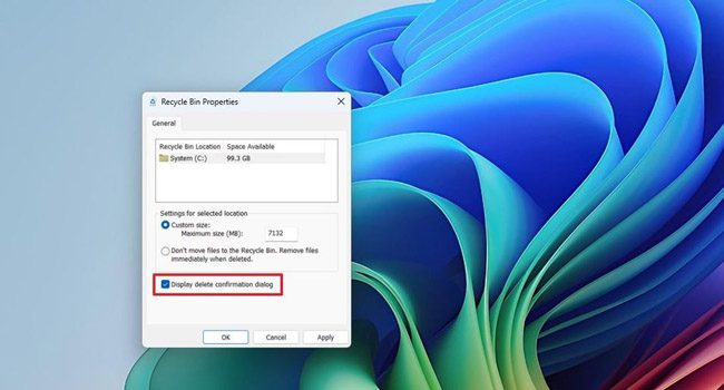 قبل از حذف فایل آن را تایید کنید