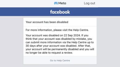 حل مشکل Your account has bin disabled فیسبوک